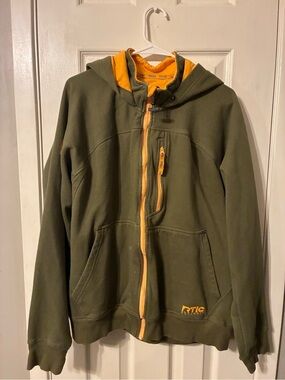 RTIC Olive Green Hoodie Jacket with Yellow Trim